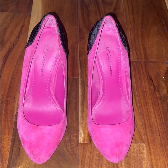 BCBG Pink Pumps with Sequin Heels sz 7 - Picture 2 of 6